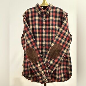 NWT j crew men’s plaid flannel oxford with elbow patches LARGE